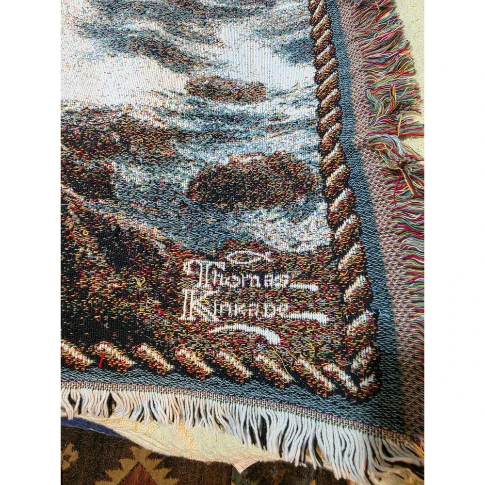 Thomas Kinkade Painter of Light Lighthouse Woven Tapestry Throw Blanket 68x46